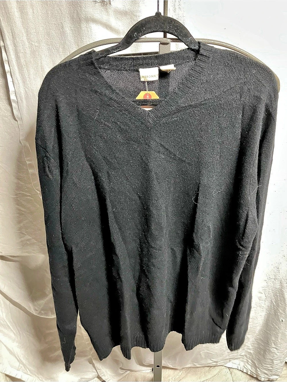 Merona 100% Cashmere 2-Ply V-Neck Sweater in Black XL